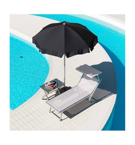 Зонт CREMA CARIDDI CA18 (Италия), диаметр 180 cm + волан с полями + Ветрозащитный купол + Чехол из PVC + опора (90 см) для установки в утяжеляющую базу + База для зонта B23 (35kg) (Зонт для сада террасы бассейна)