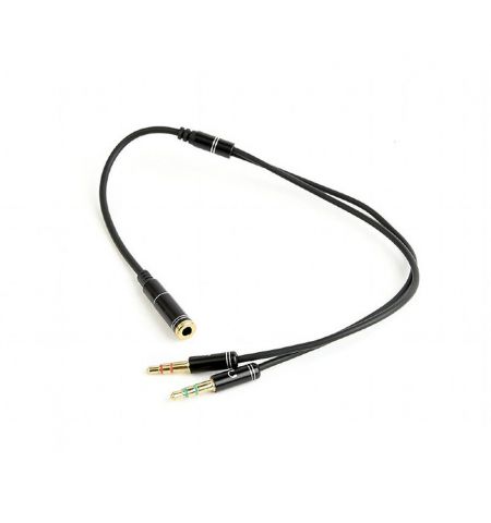 Gembird CCA-418M 3.5 mm 4-pin F to 2 x 3.5 mm stereo plug adapter M, black, metal connectors Gembird CCA-418M 3.5 mm 4-pin F to 2 x 3.5 mm stereo plug adapter M, black, metal connectors