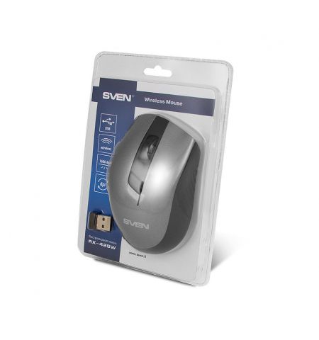 Мышь SVEN RX-425W Wireless Gray, Optical Mouse, 2.4GHz, Nano Receiver, 800/1200/1600 dpi, DPI resolution switch, Two additional navigation buttons (Forward and Back), USB, Gray SV-014476 (mouse/мышь) Мышь SVEN RX-425W Wireless Gray, Optical Mouse, 2.4GHz, Nano Receiver, 800/1200/1600 dpi, DPI resolution switch, Two additional navigation buttons (Forward and Back), USB, Gray SV-014476 (mouse/мышь)
