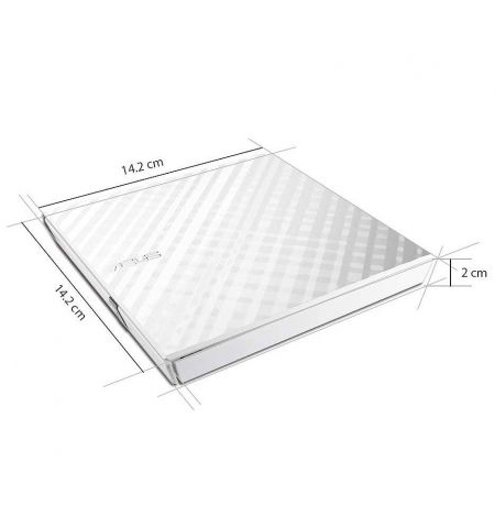 Внешние оптический привод DVD-RW ASUS SDRW-08D2S-U LITE White External Slim DVD±R/RW Drive, 8x DVD±R/8x DVD±R DL/5x DVD-RAM/24xCDR/ 24xCDRW /8xDVD/24xCD, USB 2.0