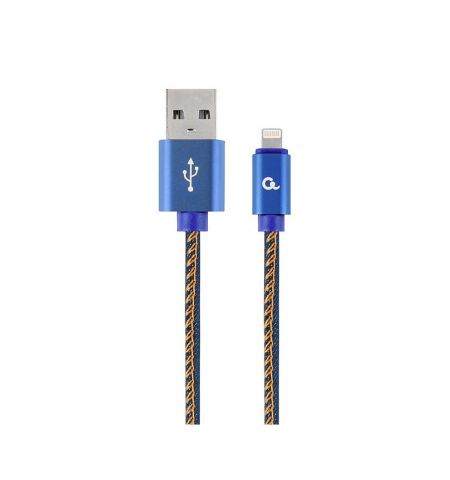 Cablexpert CC-USB2J-AMLM-1M-BL, Blue, cable USB2.0/8-pin (Lightning) Premium Jeans - 1m, USB 2.0 A-plug to 8-pin plug, blister
