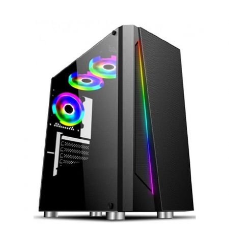 Корпус для компьютера Case Miditower ATX HPC R-05 Black, 650W, 12cm fan, 24 pin, 8 pin(4+4), 2x 8pin(6+2), 2xSATA cables, Glass side panel, 1xRGB fan, 1xUSB 3.0, 2xUSB 2.0 & Audio (carcasa/корпус)