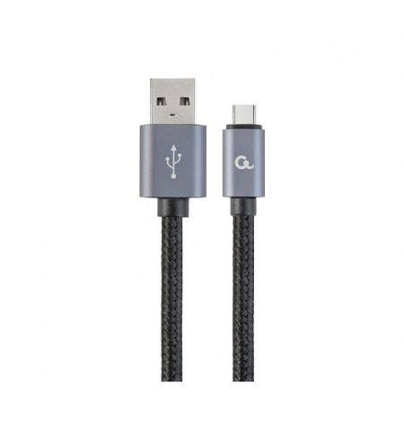 Gembird CCB-mUSB2B-AMCM-6, Black, 1.8m, Cable USB2.0/Type-C Cotton braided  USB 2.0 A-plug to type-C plug, blister