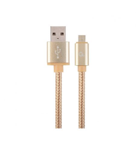 Gembird CCB-mUSB2B-AMBM-6-G, Gold, 1.8m, Professional series, Cable microUSB2.0 Cotton braided USB 2.0 A-plug to Micro B-plug, blister