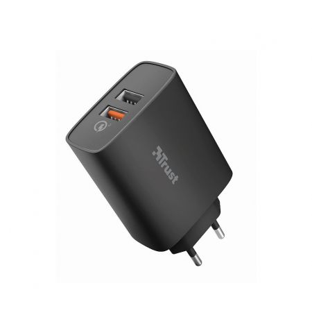 Trust Qmax 30W Ultra-Fast Dual USB Wall Charger with QC3.0, Fast-charge at maximum speed with up to 12W power or ultra-fast charge with up to 18W power with QuickCharge 3.0, Total output power Trust Qmax 30W Ultra-Fast Dual USB Wall Charger with QC3.0, Fast-charge at maximum speed with up to 12W power or ultra-fast charge with up to 18W power with QuickCharge 3.0, Total output power