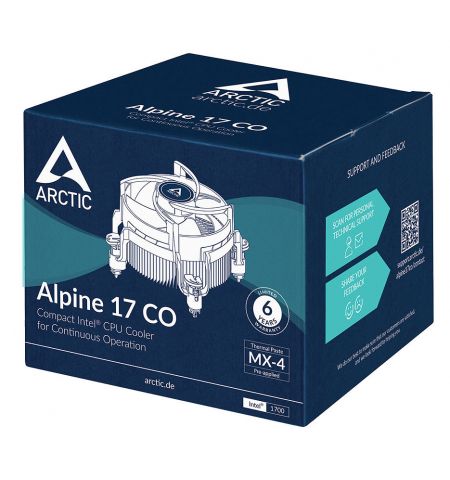Cooler Arctic Alpine 17, Intel Socket 1700, FAN 92mm, 100-2000rpm PWM, MX-4 Pre-applied, Noise Level 0.3 Sone, Fluid Dynamic Bearing, ACALP00040A Cooler Arctic Alpine 17, Intel Socket 1700, FAN 92mm, 100-2000rpm PWM, MX-4 Pre-applied, Noise Level 0.3 Sone, Fluid Dynamic Bearing, ACALP00040A