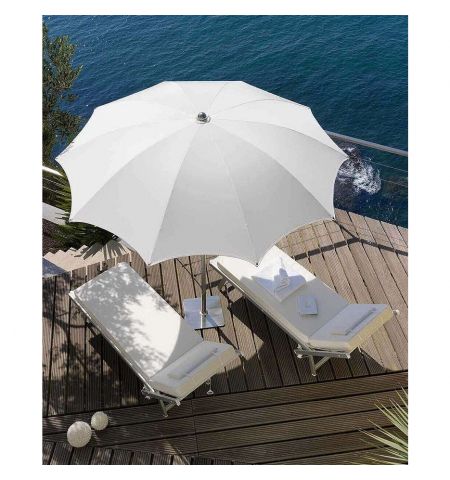 Зонт CREMA NARCISO NA24C (Италия), диаметр 240 cм изогнутые ребра + Ветрозащитный купол + Чехол из PVC + опора (80 см) для установки в утяжеляющую базу + База для зонта B24 (50kg) (Зонт для сада террасы бассейна)