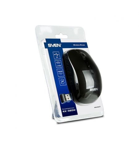 Мышь SVEN RX-260W Wireless, Optical Mouse, 2.4GHz, Nano Receiver, 800/1200/1600 dpi, USB, Black (mouse/мышь) Мышь SVEN RX-260W Wireless, Optical Mouse, 2.4GHz, Nano Receiver, 800/1200/1600 dpi, USB, Black (mouse/мышь)