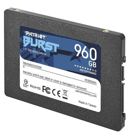 Внутрений высокоскоростной накопитель 960GB SSD 2.5" Patriot Burst PBE960GS25SSDR, 7mm, Read 450MB/s, Write 320MB/s, SATA III 6.0 Gbps (solid state drive intern SSD/Внутрений высокоскоростной накопитель SSD)