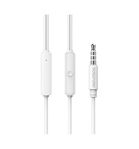 Borofone BM36 white (709707) Acura Universal earphones with mic, Speaker outer diameter 10MM, cable length 1.2m, Microphone, adapted to control Apple and Android