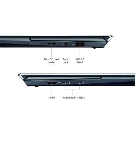 Ноутбук 14" ASUS ZenBook Duo 14 UX482EA Blue, Intel i7-1165G7 2.8-4.7Ghz/16GB/SSD 512GB/Intel Iris Xe/WiFi 6 802.11ax/BT5.0/HDMI/HD WebCam/Illum. Keyb/Screen Pad Plus 12.65"/14" Touchscreen IPS LED Backlit FullHD NanoEdge