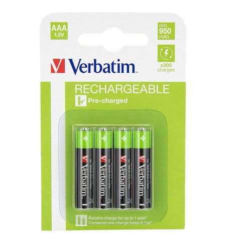 Verbatim AAA Rechargeable Battery  950mAh  4 Pack 49942