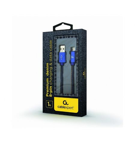 Cablexpert CC-USB2J-AMLM-1M-BL, Blue, cable USB2.0/8-pin (Lightning) Premium Jeans - 1m, USB 2.0 A-plug to 8-pin plug, blister Cablexpert CC-USB2J-AMLM-1M-BL, Blue, cable USB2.0/8-pin (Lightning) Premium Jeans - 1m, USB 2.0 A-plug to 8-pin plug, blister