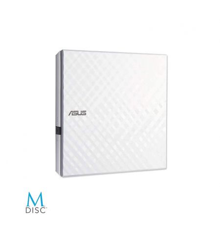 Внешние оптический привод DVD-RW ASUS SDRW-08D2S-U LITE White External Slim DVD±R/RW Drive, 8x DVD±R/8x DVD±R DL/5x DVD-RAM/24xCDR/ 24xCDRW /8xDVD/24xCD, USB 2.0