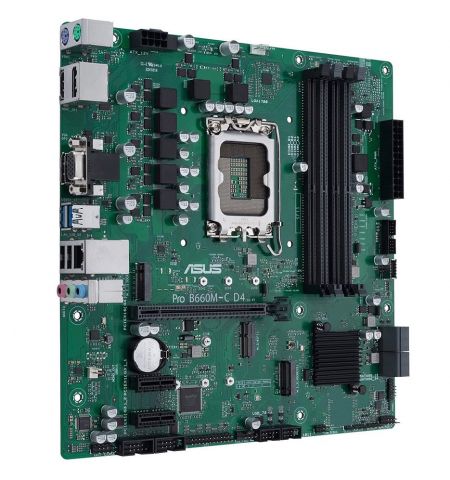 Материнская плата ASUS PRO B660M-C D4-CSM Intel B660, LGA1700, Dual DDR4 4600MHz, PCIe 4.0 x16, D-Sub/2xDisplay Port/HDMI, USB3.2, SATA RAID, 2 x M.2 slots PCIe 4.0 x4, Intel Optane, SB 8-Ch., GigabitLAN