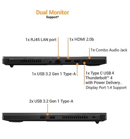 Ноутбук 15.6" ASUS TUF Dash F15 FX516PE, Intel i5-11300H 3.1-4.4GHz/8GB DDR4/M.2 NVMe 512GB SSD/GeForce RTX3050Ti 4GB GDDR6/WiFi 6 802.11ax/BT5.1/USB Type C/HDMI/Backlit RGB Keyboard/15.6" FHD IPS LED-backlit 144Hz Ноутбук 15.6" ASUS TUF Dash F15 FX516PE, Intel i5-11300H 3.1-4.4GHz/8GB DDR4/M.2 NVMe 512GB SSD/GeForce RTX3050Ti 4GB GDDR6/WiFi 6 802.11ax/BT5.1/USB Type C/HDMI/Backlit RGB Keyboard/15.6" FHD IPS LED-backlit 144Hz