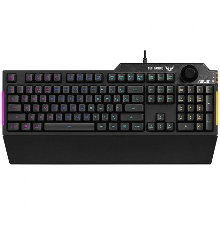Клавиатура ASUS TUF Gaming K1 RGB keyboard with Volume knob, spill-resistance, 5-zone RGB, side light bar and Armoury Crate, gamer 90MP01X0-BKRA00 (tastatura/клавиатура)