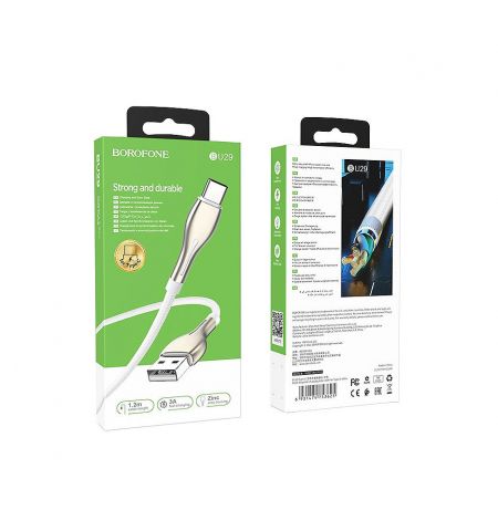 Кабель Borofone BU29 Exquisite charging data cable for Type-C 1.2m, white 753625 Кабель Borofone BU29 Exquisite charging data cable for Type-C 1.2m, white 753625