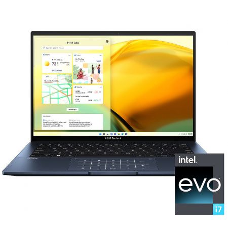 Ноутбук 14 ASUS ZenBook 14 OLED 2K UX3402 Blue, Intel i7-1260P 3.4-4.7Ghz/ 16GB DDR5/ SSD 512GB PCIE G4/ Intel Iris Xe Graphics/ WiFi 6E 802.11ax/BT5.0/ HDMI/ HD WebCam/ Illuminated Keyboard/ Number Pad/ 14 IPS OLED WQXGA+ NanoEdge 400nits Ноутбук 14 ASUS ZenBook 14 OLED 2K UX3402 Blue, Intel i7-1260P 3.4-4.7Ghz/ 16GB DDR5/ SSD 512GB PCIE G4/ Intel Iris Xe Graphics/ WiFi 6E 802.11ax/BT5.0/ HDMI/ HD WebCam/ Illuminated Keyboard/ Number Pad/ 14 IPS OLED WQXGA+ NanoEdge 400nits
