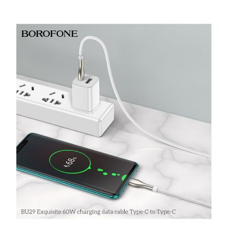 Кабель Borofone BU29 Exquisite 60W charging data cable Type-C to Type-C 1.2m, white 753649 Кабель Borofone BU29 Exquisite 60W charging data cable Type-C to Type-C 1.2m, white 753649