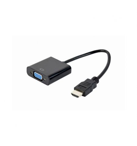 Adapter HDMI-VGA Gembird A-HDMI-VGA-04, HDMI to VGA adapter cable, Converts digital HDMI input (19 pin male, v.1.4) into analog VGA output (DB15 female)