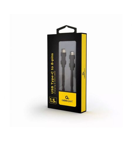 Gembird CC-USB2-CM8PM-1.5M, Silver/White, Cable Type-C/8-pin(Lightning) Premium cotton braided Type-C - plug to 8-pin Lightning plug, blister Gembird CC-USB2-CM8PM-1.5M, Silver/White, Cable Type-C/8-pin(Lightning) Premium cotton braided Type-C - plug to 8-pin Lightning plug, blister