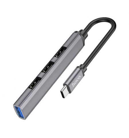 Адаптер Hoco HB26 4 in 1 adapter (Type-C to USB3.0+USB2.0*3), metal gray 765482