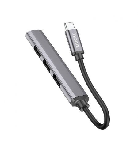 Адаптер Hoco HB26 4 in 1 adapter (Type-C to USB3.0+USB2.0*3), metal gray 765482