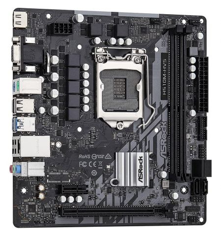 Материнская плата ASRock H510M-HVS R2.0 Intel H510, LGA1200, Dual DDR4 3200MHz, PCI-E 4.0/3.0 x16, D-Sub/HDMI, USB3.2, SATA 6 Gbps, SB 8-Ch., GigabitLAN