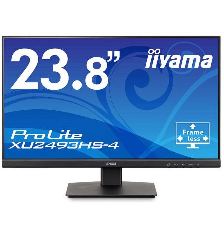 Монитор 23.8 Iiyama ProLite XU2493HS-B4 IPS Borderless 75Hz Monitor WIDE 16:9, 0.275, 4ms, 75Hz refresh rate, Speakers 2x2W, Advanced Contrast 80M:1, Static Contrast 1000:1, H:30-85kHz, 1920x1080 Full HD, HDMI/Display Port/VGA, TCO03