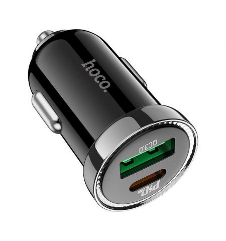 Зарядное устройство Hoco Z44 Leading PD20W+QC3.0 car charger, Output 1xType-C & 1xUSB, black 757241