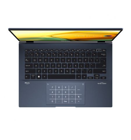 Ноутбук 14 ASUS ZenBook 14 OLED 2K UX3402 Blue, Intel i7-1260P 3.4-4.7Ghz/ 16GB DDR5/ SSD 512GB PCIE G4/ Intel Iris Xe Graphics/ WiFi 6E 802.11ax/BT5.0/ HDMI/ HD WebCam/ Illuminated Keyboard/ Number Pad/ 14 IPS OLED WQXGA+ NanoEdge 400nits Ноутбук 14 ASUS ZenBook 14 OLED 2K UX3402 Blue, Intel i7-1260P 3.4-4.7Ghz/ 16GB DDR5/ SSD 512GB PCIE G4/ Intel Iris Xe Graphics/ WiFi 6E 802.11ax/BT5.0/ HDMI/ HD WebCam/ Illuminated Keyboard/ Number Pad/ 14 IPS OLED WQXGA+ NanoEdge 400nits