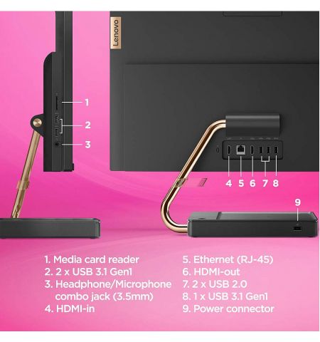 Компьютер моноблок 23.8 Lenovo IdeaCentre AIO 5 24IOB6 Black, Intel Core i7-11700T 1.4-4.6GHz/16GB DDR4/SSD 256GB + 1TB HDD/Intel UHD Graphics 750/Webcam HD/Speakers 2x3W+5W/WiFi 802.11AX+BT 5.0/Gigabit LAN/23.8 FHD IPS (1920x1080)/Wireless Keyboard&Mouse Компьютер моноблок 23.8 Lenovo IdeaCentre AIO 5 24IOB6 Black, Intel Core i7-11700T 1.4-4.6GHz/16GB DDR4/SSD 256GB + 1TB HDD/Intel UHD Graphics 750/Webcam HD/Speakers 2x3W+5W/WiFi 802.11AX+BT 5.0/Gigabit LAN/23.8 FHD IPS (1920x1080)/Wireless Keyboard&Mouse