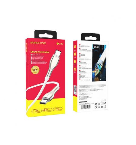 Кабель Borofone BU29 Exquisite 60W charging data cable Type-C to Type-C 1.2m, white 753649 Кабель Borofone BU29 Exquisite 60W charging data cable Type-C to Type-C 1.2m, white 753649