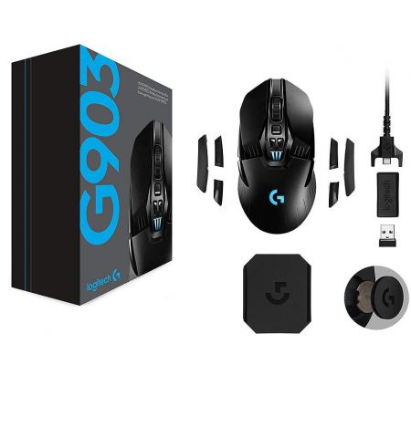 Мышь игровая беспроводная Logitech G903 Lightspeed HERO Wireless Gaming Mouse, RGB Lighting, Sensor HERO 25K, Buttons: 7-11, Resolution:100–25,600 dpi, Connection: Wired/Wireless, 910-005672 (mouse/мышь) Мышь игровая беспроводная Logitech G903 Lightspeed HERO Wireless Gaming Mouse, RGB Lighting, Sensor HERO 25K, Buttons: 7-11, Resolution:100–25,600 dpi, Connection: Wired/Wireless, 910-005672 (mouse/мышь)