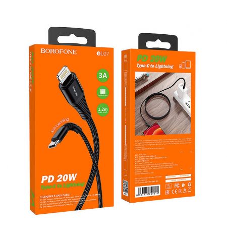 Кабель Borofone BU27 Cool victory PD 20W charging data cable Type-C to Lightning 1m, black 741011 Кабель Borofone BU27 Cool victory PD 20W charging data cable Type-C to Lightning 1m, black 741011