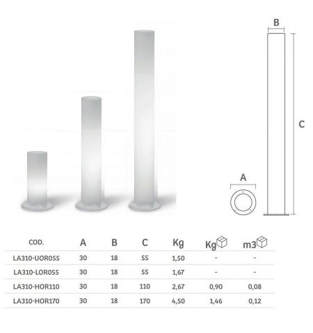 Уличный светильник столбик LYXO VERTIGO column H 55 cm with batteries Rgbw led kit  - metal base LA307-UOR055
