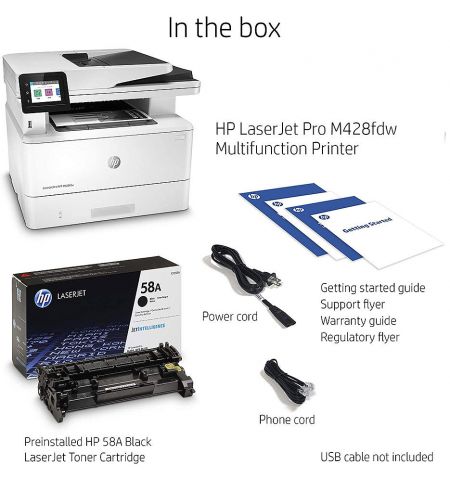 МФУ лазерное HP LaserJet Pro MFP M428dw White, A4, 38ppm, 256MB, Duplex, 50 sheet ADF, 1200dpi, 2.7" touch display, up to 80000 pag, WiFi Direct, Hi-Speed USB 2.0, Gigabit Ethernet, Wireless, PCL 5,6;Postcript 3,ePrint,AirPrint МФУ лазерное HP LaserJet Pro MFP M428dw White, A4, 38ppm, 256MB, Duplex, 50 sheet ADF, 1200dpi, 2.7" touch display, up to 80000 pag, WiFi Direct, Hi-Speed USB 2.0, Gigabit Ethernet, Wireless, PCL 5,6;Postcript 3,ePrint,AirPrint