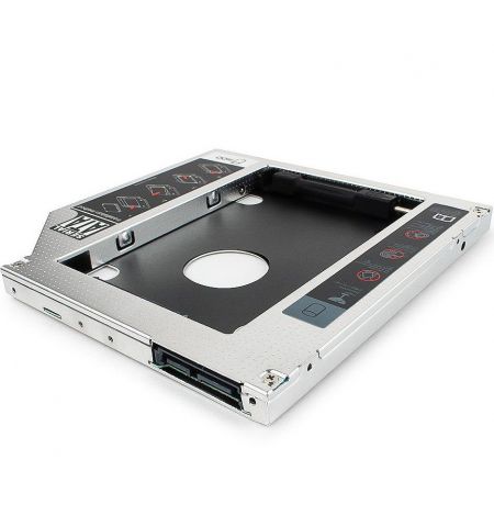 Caddy Gembird MF-95-01 Universal SATA 3.0 2nd HDD 9.5mm For 2.5" SSD Case HDD Enclosure With LED For Laptop DVD CD ROM (Адаптер для установки устройств 2.5" в отсек привода ноутбука 9.5 мм, пластик, металл)