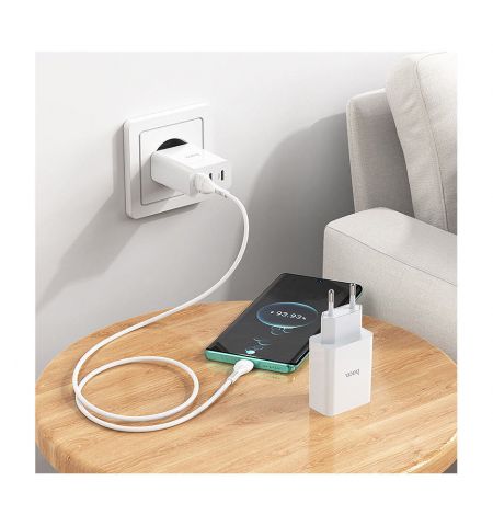 Зарядное устройство Hoco C99A PD20W+QC3.0 three-port (2C1A) charger (EU) , Output 2xType-C & 1xUSB, white 767554 Зарядное устройство Hoco C99A PD20W+QC3.0 three-port (2C1A) charger (EU) , Output 2xType-C & 1xUSB, white 767554