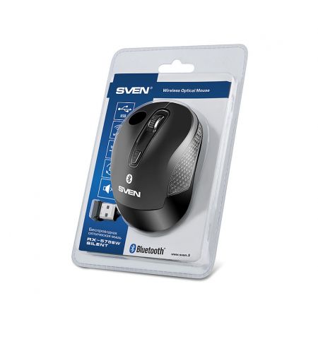 Мышь SVEN RX-575SW Black Bluetooth + Wireless 2.4GHz, Optical Mouse, rechargeable 400mAh, Nano Receiver, 800/1200/1600dpi, 3+1 Мышь SVEN RX-575SW Black Bluetooth + Wireless 2.4GHz, Optical Mouse, rechargeable 400mAh, Nano Receiver, 800/1200/1600dpi, 3+1