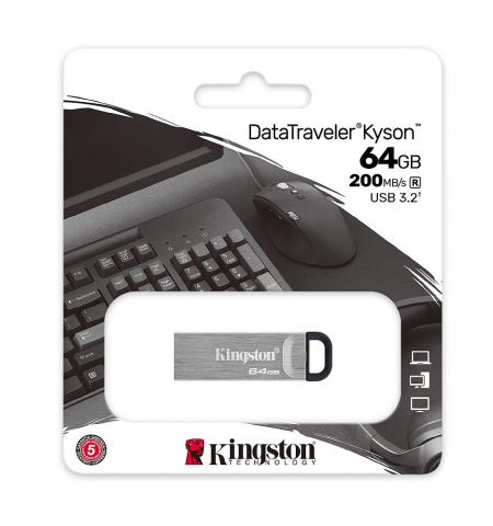 Память USB Flash 64GB Flash Drive Kingston DTKN/64GB DataTraveler Kyson Silver, Metal casing, USB3.2,  Compact and lightweight Память USB Flash 64GB Flash Drive Kingston DTKN/64GB DataTraveler Kyson Silver, Metal casing, USB3.2,  Compact and lightweight