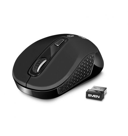 Мышь SVEN RX-575SW Black Bluetooth + Wireless 2.4GHz, Optical Mouse, rechargeable 400mAh, Nano Receiver, 800/1200/1600dpi, 3+1(scroll wheel) Silent buttons, Switching DPI modes, Rubber scroll wheel, Black (mouse/мышь)