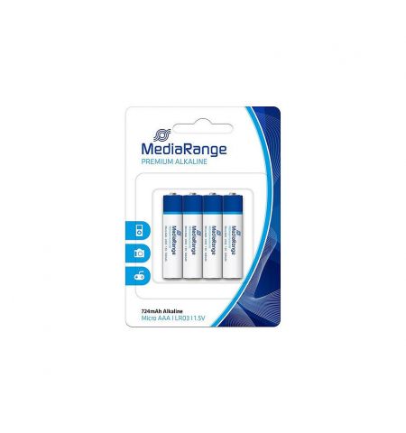 Батарейки MediaRange Premium Alkaline Batteries Micro AAA LR03 1.5V Pack 4pcs ( Количество в упаковке, 4 штук )