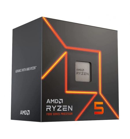 Процессор CPU AMD Ryzen 5 7600 8-Core, 16 Threads, 3.8-5.1GHz, Unlocked, AMD Radeon Graphics, 6MB L2 Cache, 32MB L3 Cache, AM5, Wraith Stealth Cooler, BOX (100-100001015BOX)