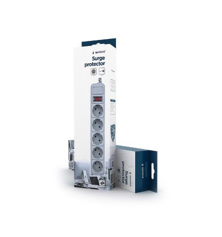 Фильтр импульсных помех Gembird Surge Protector SPG3-B-10C, 5 Sockets, 3m, up to 250V AC, 16 A, safety class IP20, Grey
