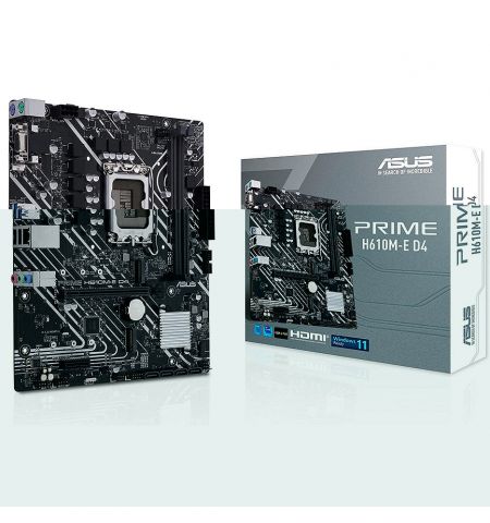 Материнская плата ASUS PRIME H610M-K D4 Intel H610, LGA1700, Dual DDR4 3200MHz, PCI-E 4.0 x16, D-Sub/HDMI, USB3.2, SATA 6 Gbps, M.2 slot, PCIe 3.0 x4 mode, SB 8-Ch., GigabitLAN, LED lighting Материнская плата ASUS PRIME H610M-K D4 Intel H610, LGA1700, Dual DDR4 3200MHz, PCI-E 4.0 x16, D-Sub/HDMI, USB3.2, SATA 6 Gbps, M.2 slot, PCIe 3.0 x4 mode, SB 8-Ch., GigabitLAN, LED lighting