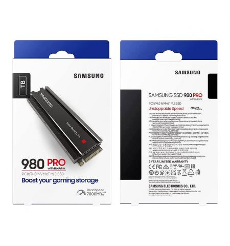 Внутрений высокоскоростной накопитель 2TB SSD PCIe 4.0 x4 NVMe 1.3c M.2 Type 2280 Samsung 980 PRO with Heatsink MZ-V8P2T0CW, Read 7000MB/s, Write 5100MB/s (solid state drive intern SSD/внутрений высокоскоростной накопитель SSD) Внутрений высокоскоростной накопитель 2TB SSD PCIe 4.0 x4 NVMe 1.3c M.2 Type 2280 Samsung 980 PRO with Heatsink MZ-V8P2T0CW, Read 7000MB/s, Write 5100MB/s (solid state drive intern SSD/внутрений высокоскоростной накопитель SSD)