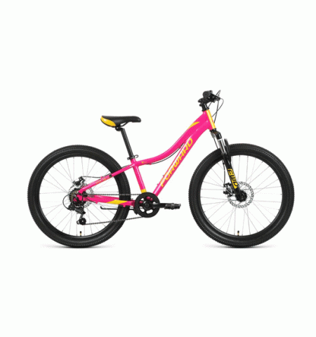 Городской велосипед FORWARD JADE 24 2.0 disc (24" 7 ск. Рост 12") 2020-2021, розовый/золотой