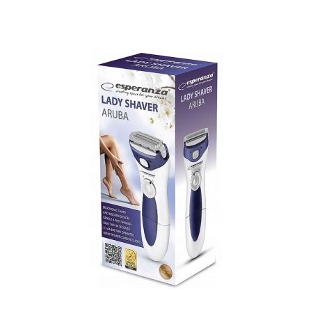 Shaver Esperanza ARUBA EBG003B White-Blue Wooman , Ergonimic shape and modern design, Gentle & fast, Shaving silky skin in seconds, Bikini trymer comb